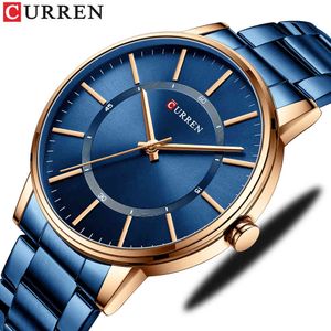 Curren Simple Thin Quartz Watches for Men Classic Business Stainless Steel Clock Relogio Masculino Q0524