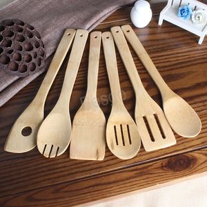 6 pezzi / set set di stoviglie in legno pala forchette cucchiaio frutta forchetta pizza coltello cucchiai da minestra vestito da viaggio portatile forniture da cucina BH5498 WLY