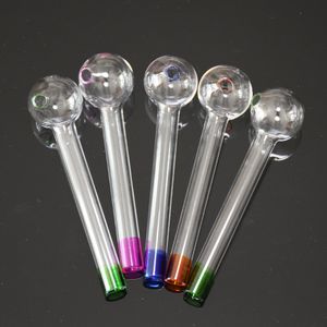 Glasoljebrännare rökrör 4 tums glasrör Böjda Pyrex rökrör Färgglada Hand Clear Nail Burning Jumbo Transparenta skålar för rökare Partihandel