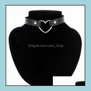 Collar Necklace Necklaces & Pendants Jewelry Trendy Sexy Punk Gothic Leather Heart Studded Choker Vintage Charm Round Women Gift Drop Delive