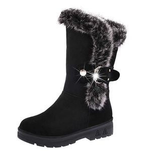 Высокие лучшие зимние сапоги женские мода на молнии теплые снежные буксировки женские бархатные плюшевые хлопчатобумажные ботинки нескользкие наружные туфли на улице Y0914