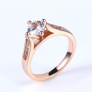 Кластерные кольца Классическая кубическая циркония 1ct Свадебное пальцы Кольцо для женщин розовое золото.