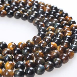 Other Natural Stone Original Color Yellow Blue Tiger Eye Beads Round Loose mm For Diy Jewelry Making