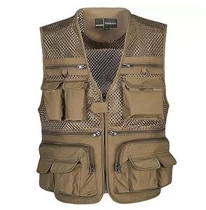 Tactical Colete Casaco Moda Fotógrafo Masculino Fotógrafo Waistcoat Malha Trabalho Sem Mangas Ferramenta de Jaqueta Muitos bolso Vest Masculino