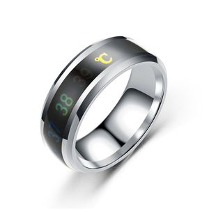 1PC Anello di misurazione intelligente della temperatura Anello in acciaio inossidabile Coppia Anelli dell'umore Regalo creativo di gioielli per uomo Donna