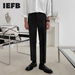 IEFB 남자 바지 봄 한국어 패션 비즈니스 슬림 캐주얼 팬츠 블랙 발목 길이 바지 남성 9Y5678 210524