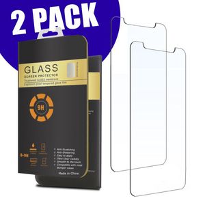 2 Pack Protetor de tela de vidro temperado para iphone 6 7 8 x 11 12 mais Pro Max XR XS Protetores Samsung Galaxy S21 S20 Note20 Ultra A52 LG Huawei 0.26mm, Eppioneer