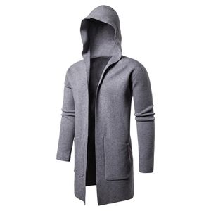 Sweter Mężczyźni Solid Swetry Casual Z Kapturem Jesień Zima Ciepłe Odzież Femme Slim Fit Skacz 211221