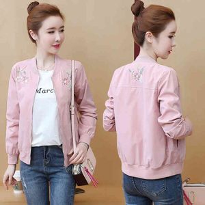 Spring Autumn Women's Baseball Uniform Casual Jacket Wave Korean Loose Cardigan Short Coat Women Large Size Tops GD495 210506