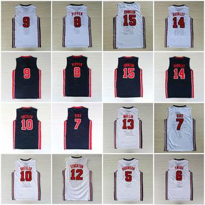 College 1992 ABD Takım Rüya Takımı One John Stockton Jersey Patrick Ewing David Robinson Karl Malone Chris Mullin Johnson Jersey Dikişli