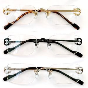 Affärsmän Kvinnor Rimlösa glasögon Ultra-Light Frame Högkvalitativa detaljer Första klassens kvalitet Valfri Customizable Myopia-linser Lyxiga signaturglasögon