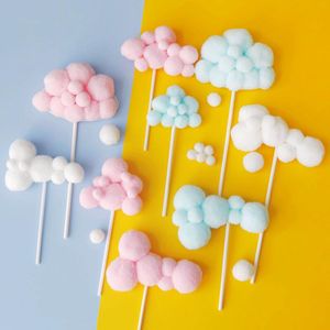 Inne Świąteczne Party Supplies 10 PC Cute Kolorowe Chmury Cake Topper Dla Dzieci Dziewczyna Baby Happy Birthday Moon Balloon Dekoracji Prezenty Decor