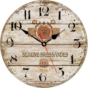Wanduhren 14-Zoll-Französisch-Paris-Stil-Uhr-Holz-Non-Ticking stummes rustikales genaues dekoratives für Küchenschlafzimmer
