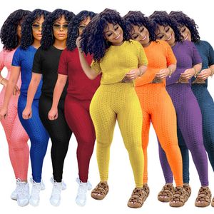 wholesale Yoga sportswear two piece set tracksuits outfits short sleeve trousers sweatsuit pullover legging suits klw7234
