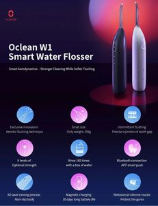 OCLAN W1 ORAL Irrigator Cordless Water Flosser Zęby Cleaner Rechargable Waters Dental Waters Jet 30ml Tank Tom Portable