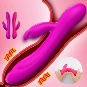 G Spot Dildo Tavşan Vibratör Kadınlar Için Yapay Penis Seks Oyuncakları 16 Hızlar Tavşan Vibratör Çift Motor Vajina Klitoris Stimult Q0320