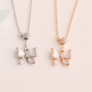 Silver Real 925 Necklaces Women Chains Vintage Jewelry Pendants Undefined Fashion Luxury Goth Sterling Zircon Shining Butterfly