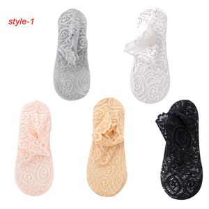 Woman Girls Lace Flower Short Boat Sock Antiskid Invisible Ankle Socks Women Set Thin Cool Anti-Slip Socks