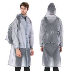 Yuding Raincoat Plastic Thick Coat Women\Man Poncho Universal Waterproof Touring Hiking Hooded Lady Schoolbag Raincoats 210320