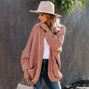 FitShinling Batwing Manga Boho Bolos Cardigan Cardigan Bolsos Oversize Casaco de Inverno Torção Solta Vintage Long Cardigans Mulheres 211007