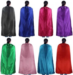 Zwykły kolor 70 * 120 cm Single Satin Costume Halloween Cosplay Adult Capes Dostosuj zespół Budynek promocyjny Y0903