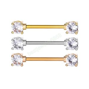 Zircon gem anel de mamilo 16mm comprimento corpo jóias mistura cores