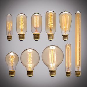 Bulbs Retro Edison Light Bulb E27 220V 40W ST64 G95 T185 T300 Filament Incandescent Ampoule Vintage Lamp