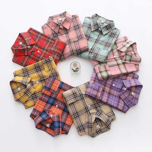 Brand Women's Flannel Plaid Shirts Ladies Tops Exquisite Designer Style Loose Blouses Casual Cotton Long Sleeve Blouse