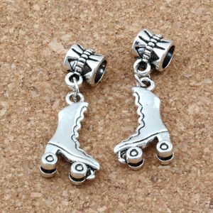 50pcs / lot Ancient silver 3D Roller Skates Charms Big Hole Beads For Jewelry Making Bracelet Necklace Findings 11.5X32.5MM A-118a