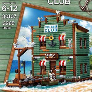 The Fisherman Club Bausteine Tauchshop Old Fishing Store Bricks Expert Series Idee Modell 30107 3265 Stück Kinder Weihnachtsgeschenke Geburtstagsspielzeug für Kinder