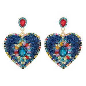 S2067 I gioielli di moda ciondolano gli orecchini di diamanti con cuore di pesca e orecchini di cuori con strass colorati