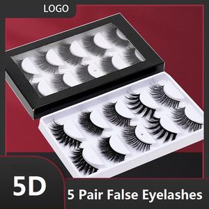5 Pairs 5D Faux Mink Hair False Eyelashes Handmade Natural Long Full Volume Fluffy Eye Lashes Extension