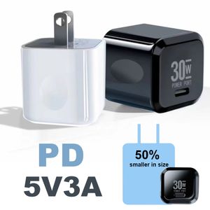 30W PD USB-väggladdare POWER LEVERANS Typ C US EU-kontakt Snabb Laddningsladdningsadapter för iPhone 12 11 Pro Max