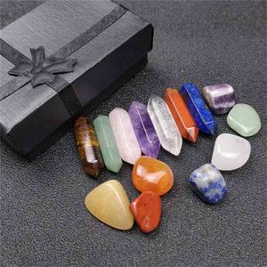 7 Chakra Energy Stone Healing Stone's Day Gift Set Medytacja Kamień Joga Amulet Prezent Boksed Home Decoration Akcesoria 210811