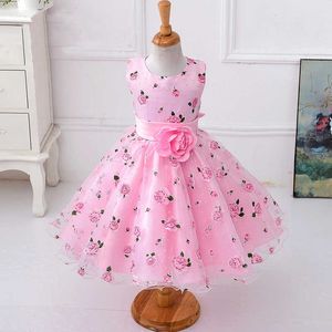 2021 Summer White Pink Baby Girl Dress Ball Gown Abiti per bambini per ragazze Flower Infant Princess Birthday Cute Party Wedding Dress Q0716