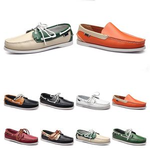 150 Mens casual shoes leather British style black white brown green yellow red fashion outdoor comfortable breathable