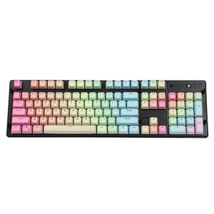 YMDK Double S 104 Boyalı PBT Parlaklık OEM Profilinde Gökkuşağı KeyCap Set Uygun Kiraz MX Anahtarları Mekanik Klavye