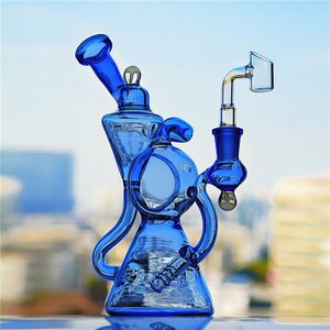 8.9Inchs Glass Water Bongs Hookahs Recycler Oil Rigs Rökning Glass Pipe Beaker Dab Bong med 14 mm banger