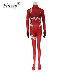 Querida no Franxx 02 Zero Dois Traje Cosplay para Mulheres Halloween Christmas Carnaval Apertado 3D Impressão Bodysuit Y0913