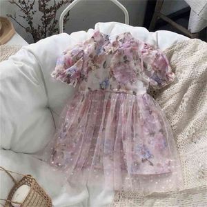 Sommer Ankunft Mädchen Mode Blumen Tutu Kleid Kinder Koreanische Design Kleider Mädchen Kleidung 210528