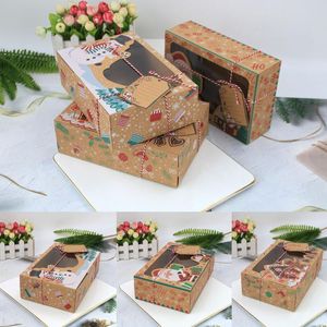 Gift Wrap Stks Kerst Cookie Box Kraft Paper Candy Boxes Tassen Voedsel Verpakking Party Kids Year