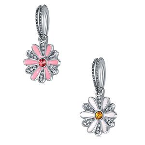 Pandora Bilezikler Uyar 20 adet Yaz Sparkle Daisy Çiçek Kristal Emaye Kolye Charms Boncuk Gümüş Charms Boncuk Kadınlar Için DIY Avrupa Kolye Takı