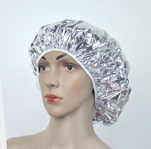 Cuffia da bagno ultrasottile impermeabile in foglio di alluminio Cappelli da doccia usa e getta nutrienti a secco Cappucci per capelli con olio da forno 2 stili SN2266