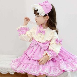 Vestito da principessa Lolita vintage a maniche lunghe per bambine Vestito da bambina per bambina Abiti natalizi Abiti spagnoli per bambini 210615