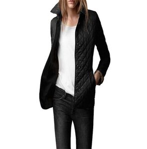 Gesteppte Diamant-Jacken für Damen, Parkas, Anzug, England-Brit-Jacke, Blazer, einreihiger Londoner schmaler Mantel, lange Ärmel, luxuriöse karierte Damen-Oberbekleidung