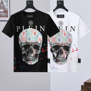 JERSEY T-SHIRT RUNDHALSET SS SKULLE OCH PLEIN T-shirts herr Rhinestone Skulls Herr T-shirts Klassiska högkvalitativa T-shirts PB 16569