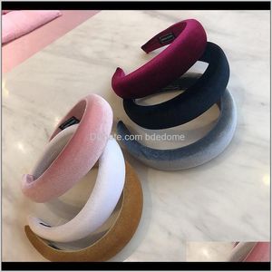 Headbands Jewelry Drop Delivery 2021 The Korean Hit Fashion Flannel Solid Color Sponge Thickened Wide Side Wash Beam Hair Band Hairpin Swfvn