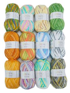 1 PC Yuyoye 100% Przędza Akrylowa Przędza Dyeing 5-warstwowa Ręka Dziania DIY Knitting Anti-Pilling Soft Crochet Przędzy Rainbow Nici Handmade Y211129