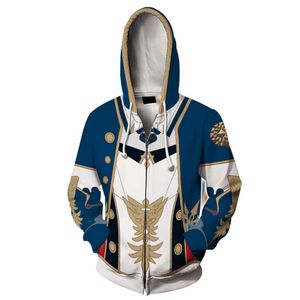 Game Genshin Impact Jean Gunnhildr Qin Cosplay Hoodie 3D Tryckt Sweats Shirt Casual Pullover Zip Up Jacket Coat Y0901