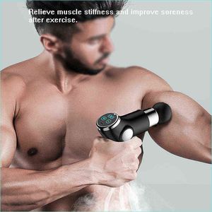 Massage Gun Deep Muscle Massager Portable Fascia Gun Muscle Meridian Avkoppling för smärtlindring 32 Speeds LCD Touch Display Y1223